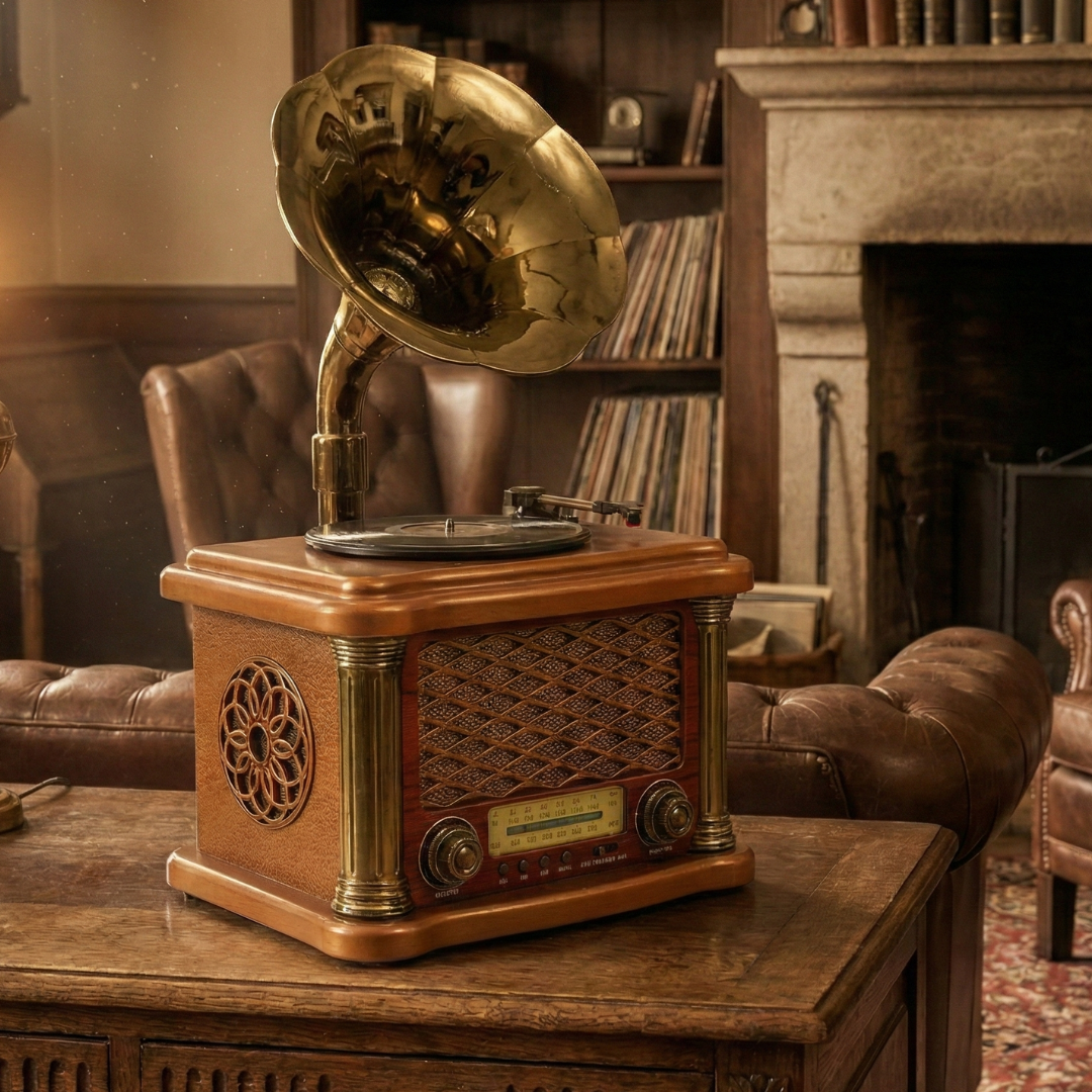 L’Aristocrate du Son: Radio & Haut-Parleur Gramophone Bluetooth