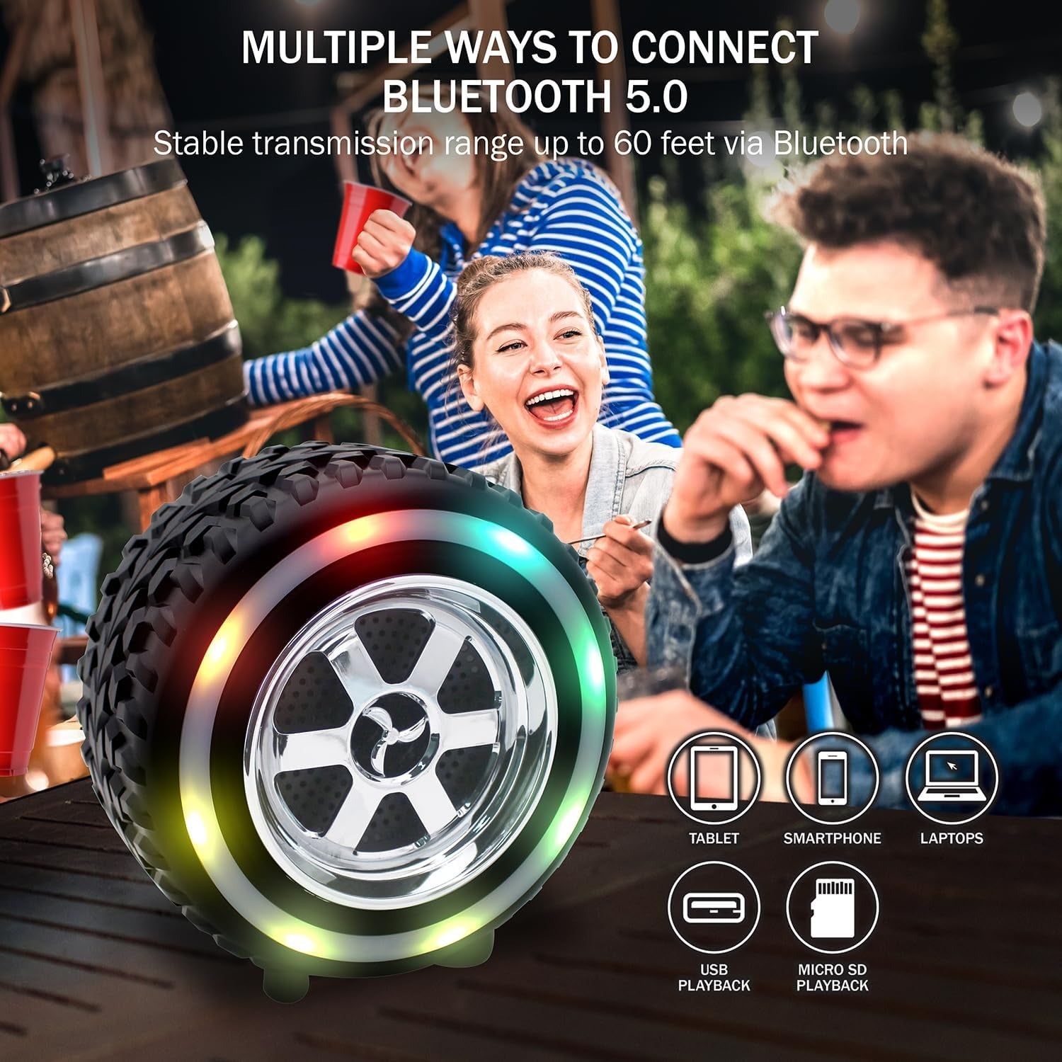 PartyWheel™ – Enceinte Bluetooth LED Portable