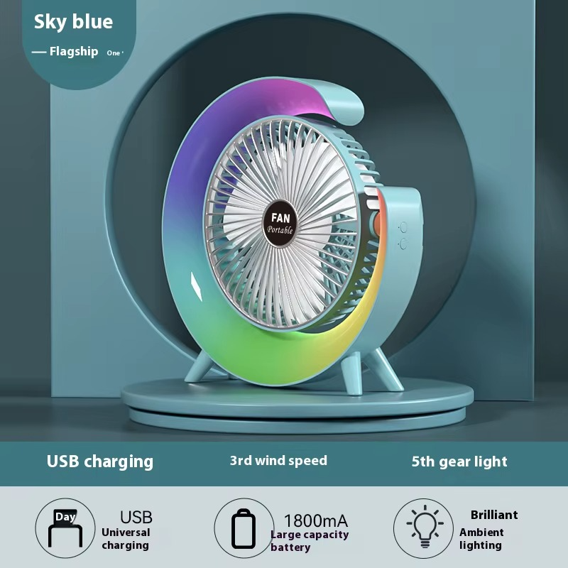 Ventilateur RGB rechargeable par USB