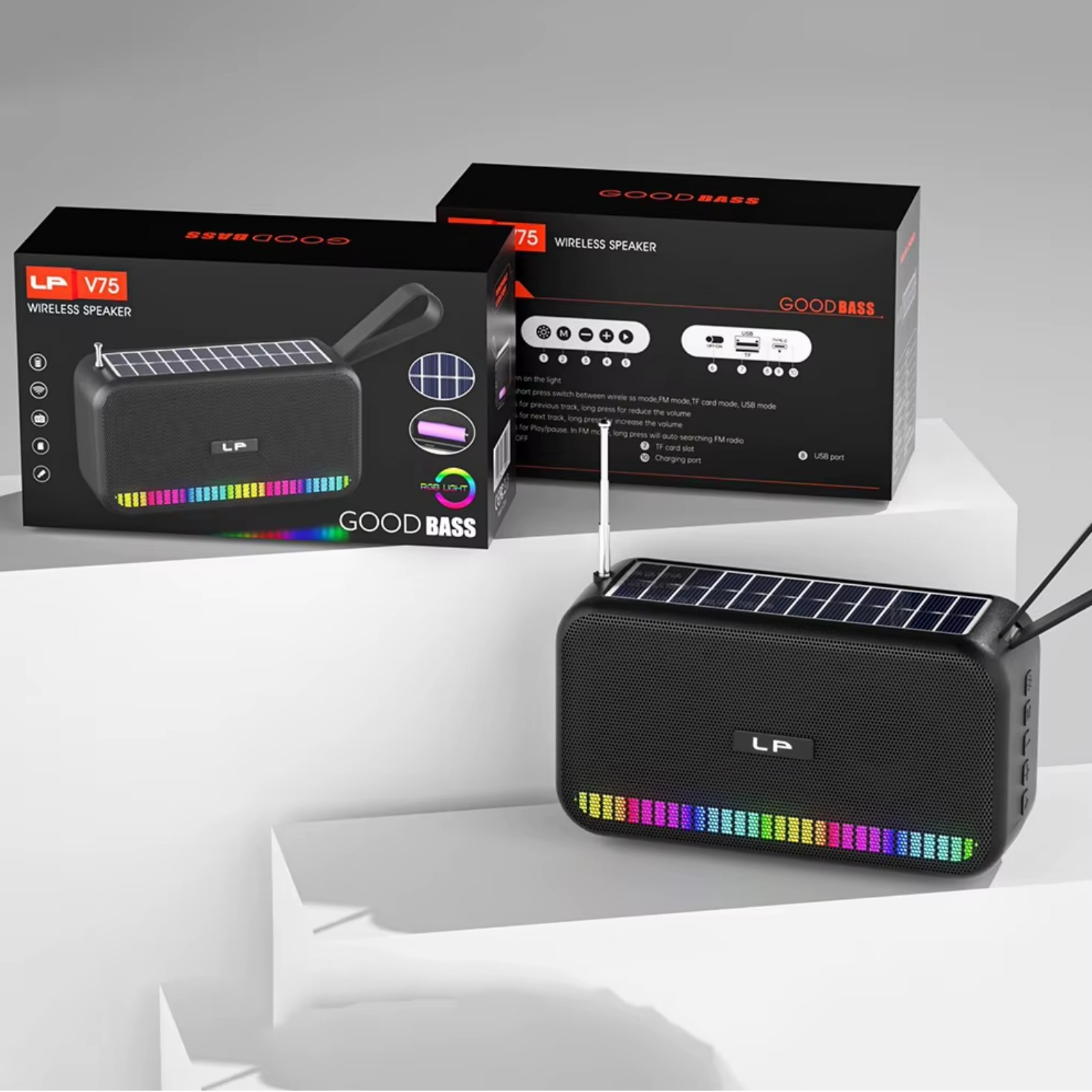 Haut-parleur et radio de plage avec charge solaire LP v75