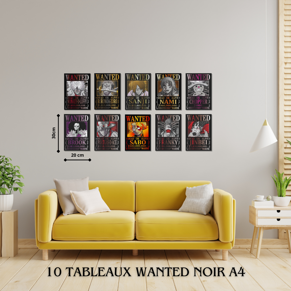 10 Tableaux Wanted Noir A4(30x20cm)