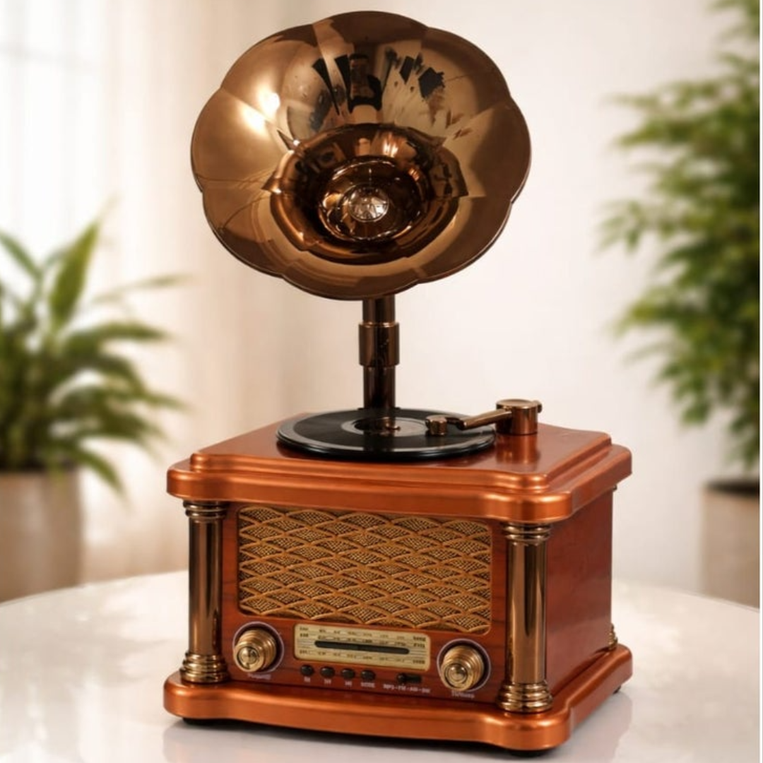L’Aristocrate du Son: Radio & Haut-Parleur Gramophone Bluetooth