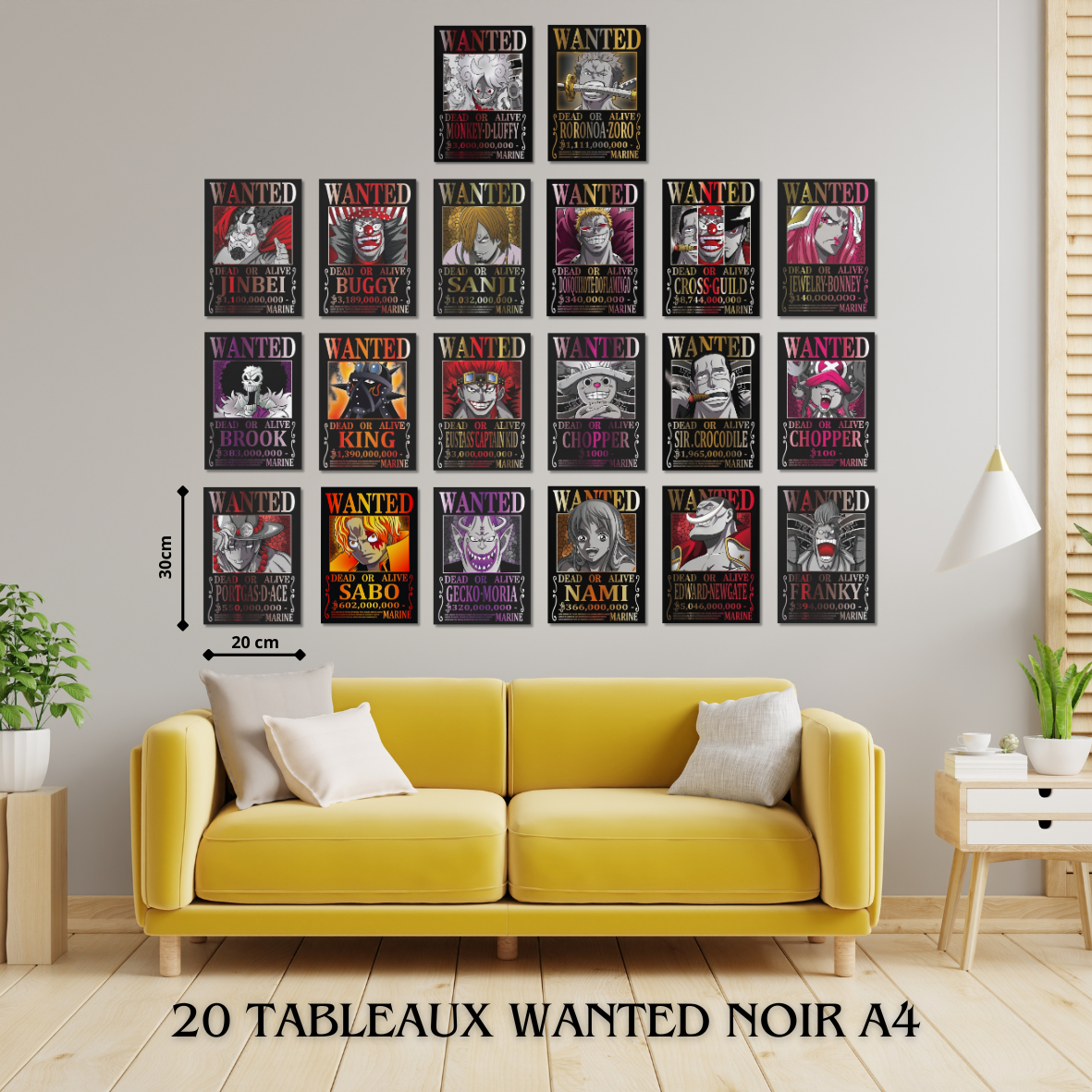 20 Tableaux Wanted Noir A4(30x20cm)