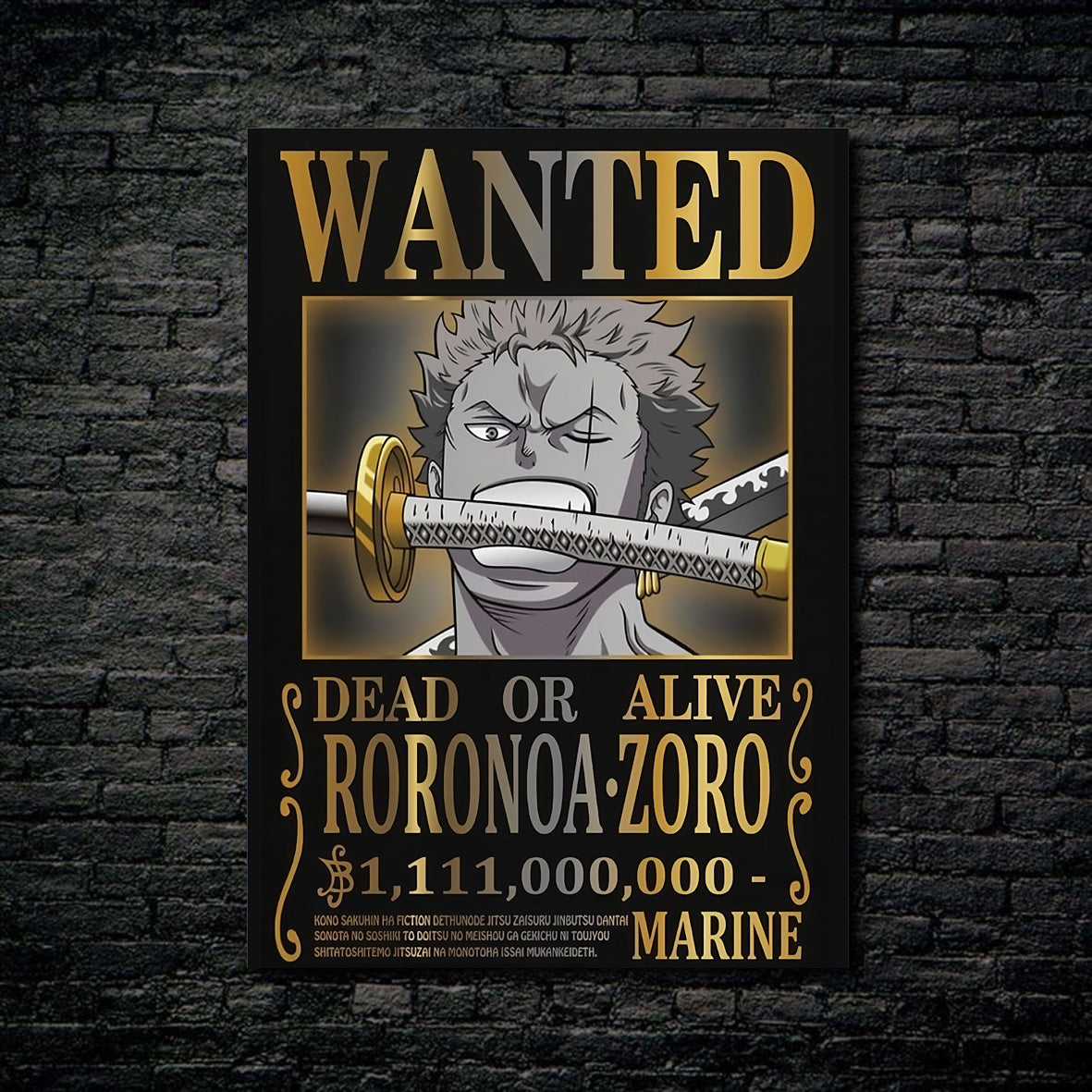 Tableau Wanted Roronoa Zoro