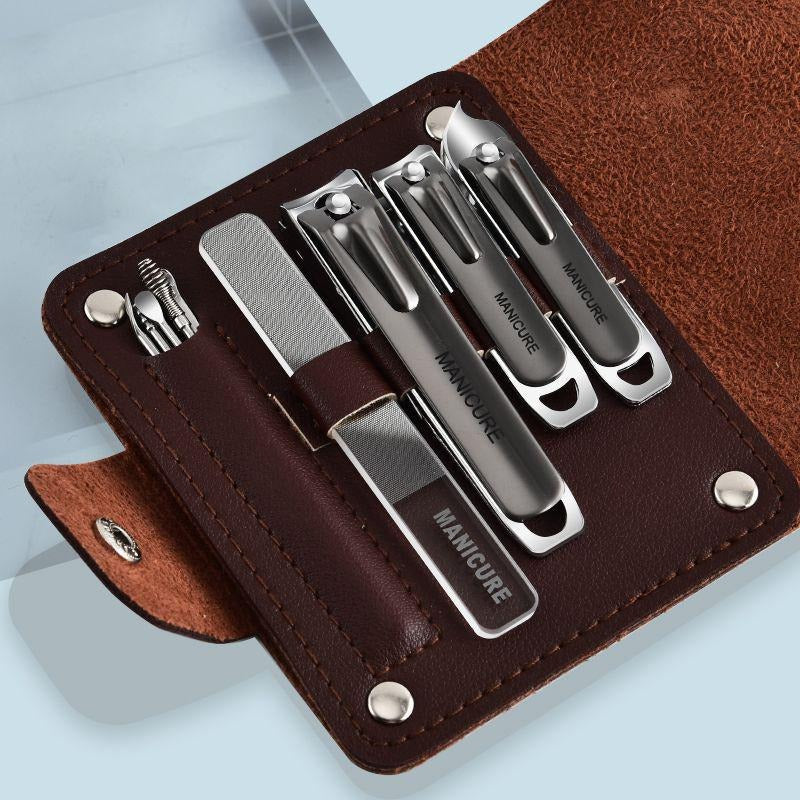 Kit de pédicure en cuir et acier inoxydable