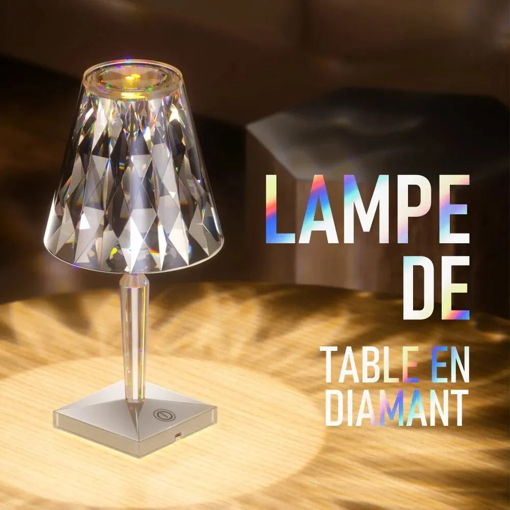 Diamond Table Lamp LED Touch Control Crystal Charging Acrylic