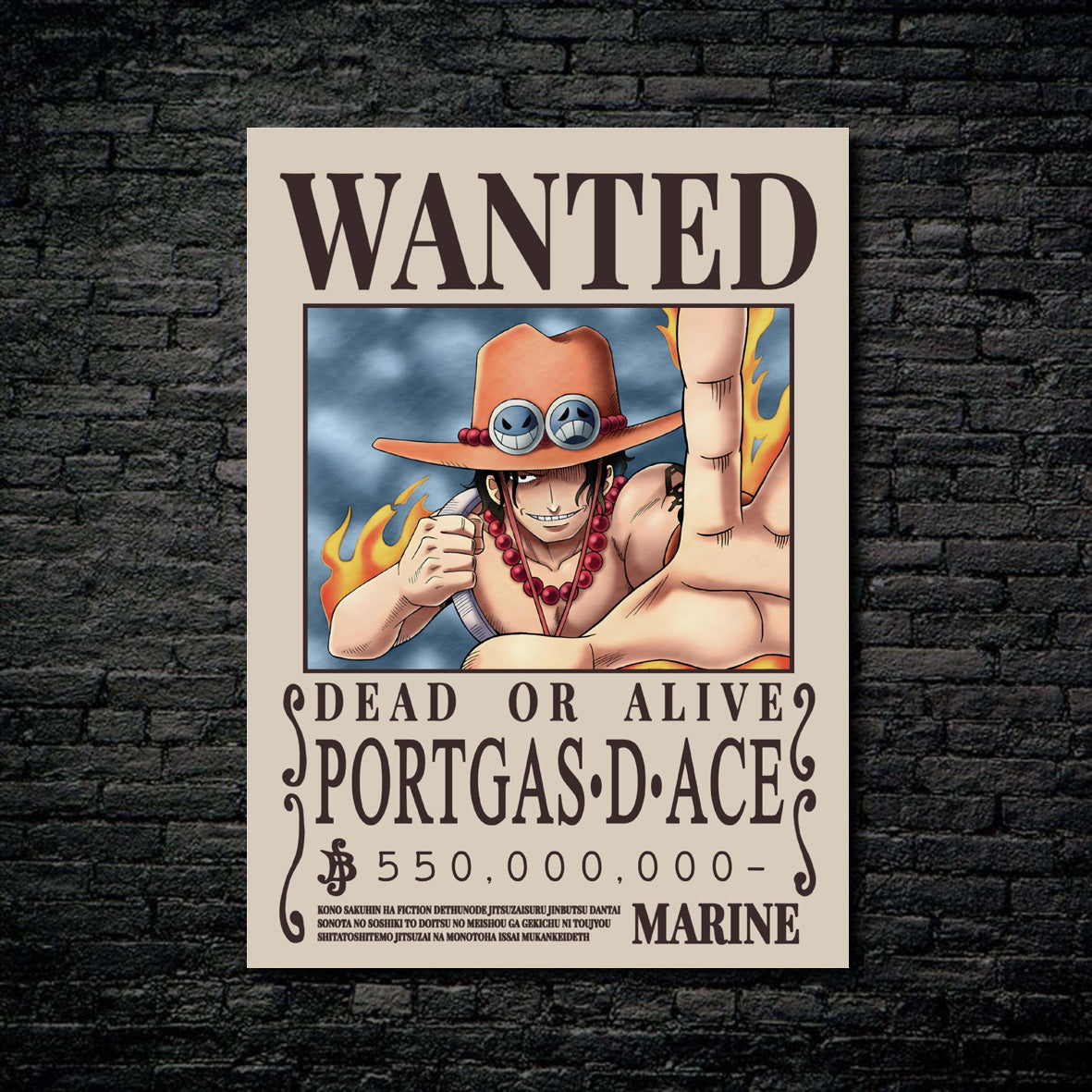 Tableau Wanted Portgas-D-Ace