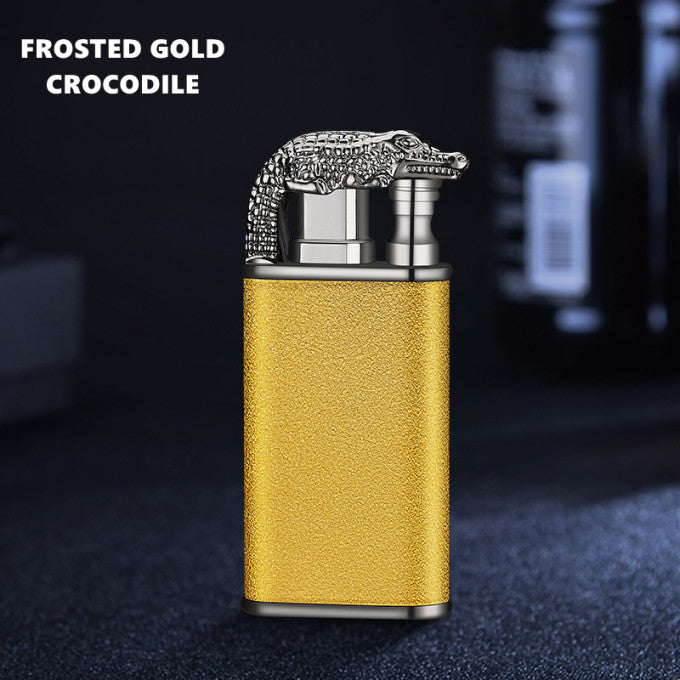 Frosted Gold Crocodile Lighter