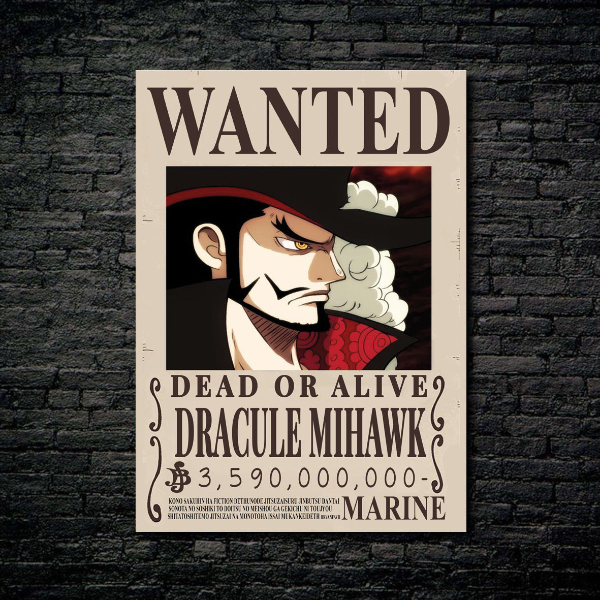 Tableau Wanted Dracule Mihawk