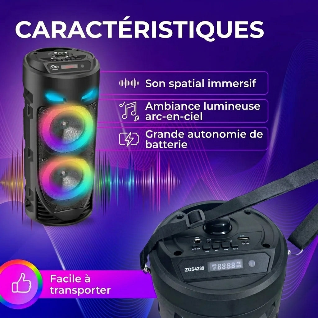 SonicGlow™ - Haut-Parleur Karaoké sans Fil Lumineux SING-E ZQS 4239S