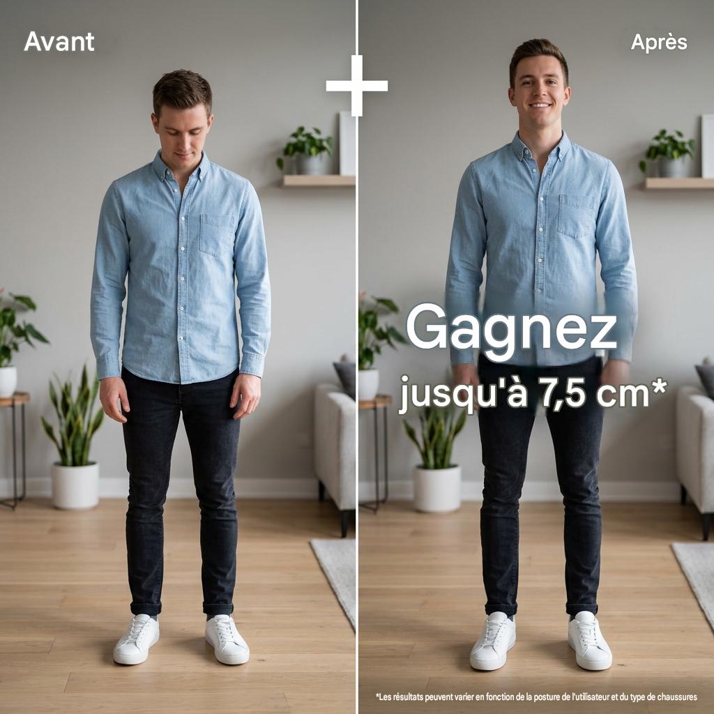 Semelles Réhausseuses Invisibles – Gagnez Jusqu’à +7,5 cm de Taille