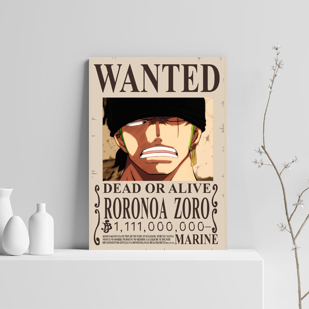 Tableau Wanted Roronoa Zoro