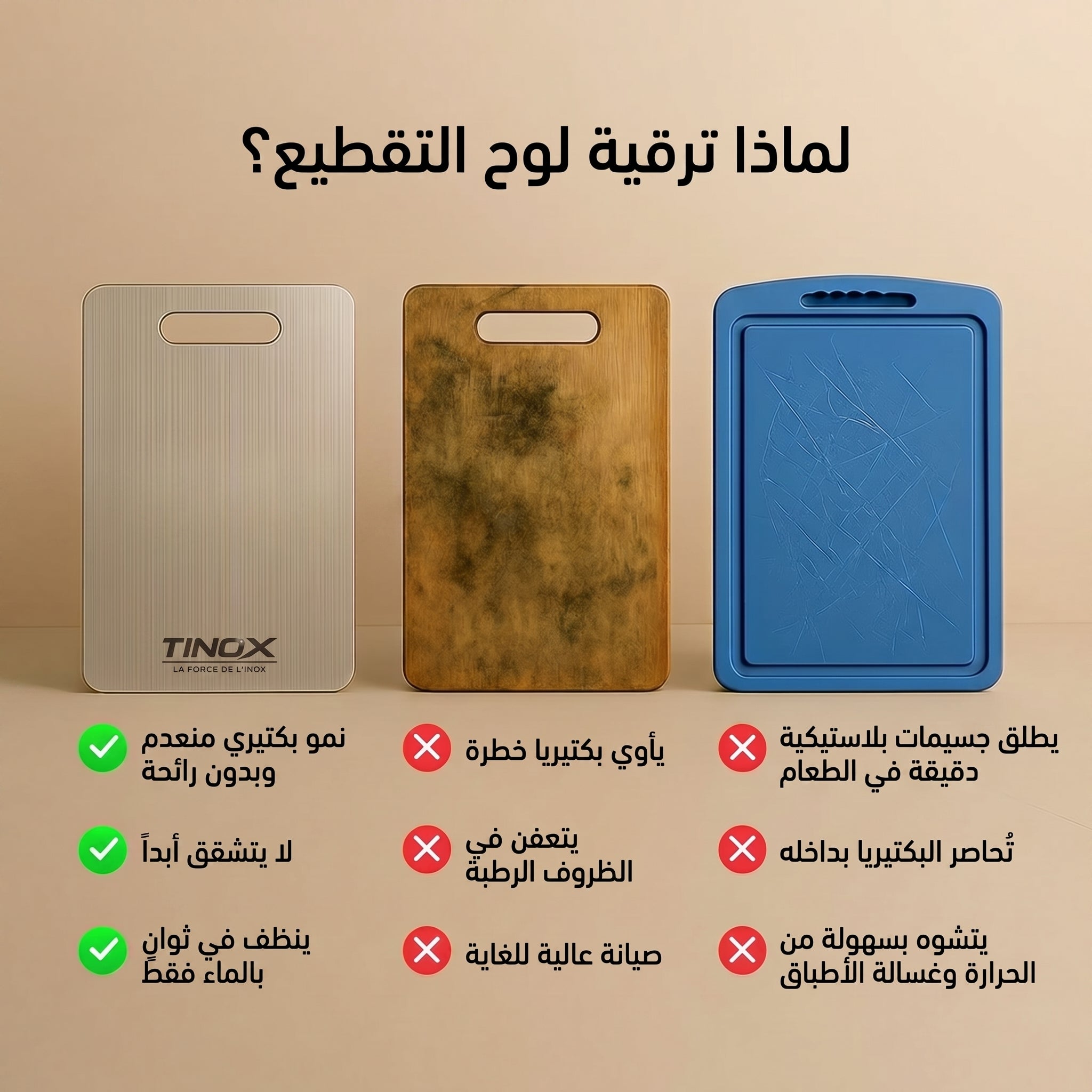 Planche à Decouper TINOX™ 100% Inox Alimentaire 304